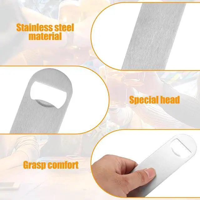 Alt view image 3 of 7 - 10Pack 7Inch Flat Bottle Opener, bottle opener, handheld beer bottle opener | Stainless Steel Bottle Openers Bulk Silver Beer Bottle Opener Bartender for Kitchen Bar or Restaurant, bulk bottle openers