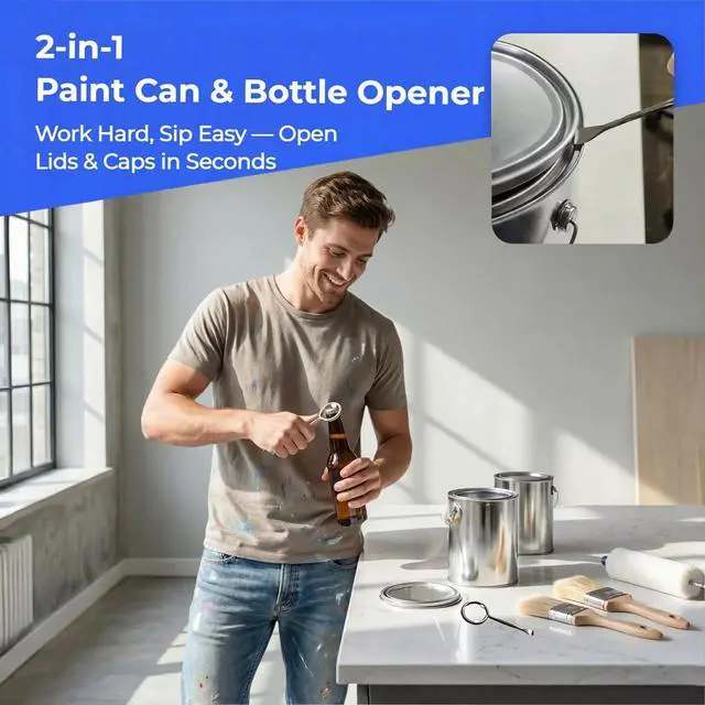 Alt view image 5 of 6 - 6 Pack Paint Can Opener & Bottle Opener for Painters, Contractors & DIYers | Rustproof metal can opener tool, tough & durable, easily opens paint lids without seal damagecarabiner clip for easy carry
