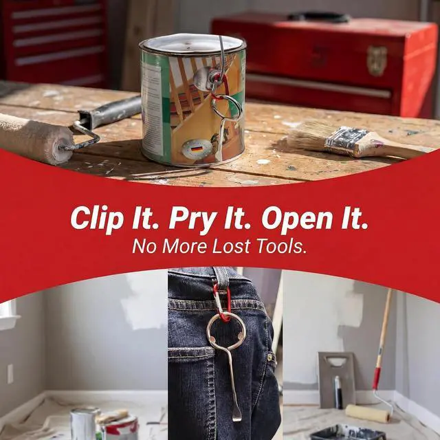 Alt view image 6 of 6 - 6 Pack Paint Can Opener & Bottle Opener for Painters, Contractors & DIYers | Rustproof metal can opener tool, tough & durable, easily opens paint lids without seal damagecarabiner clip for easy carry