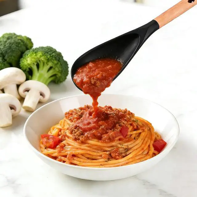Alt view image 4 of 5 - Silicone Cooking Spatula Spoon, One Spoon for Nonstick Cookware, BPA-Free | Multifunction spoonula for baking, cooking, serving, mixing, stirring, heat resistant, dishwasher safe