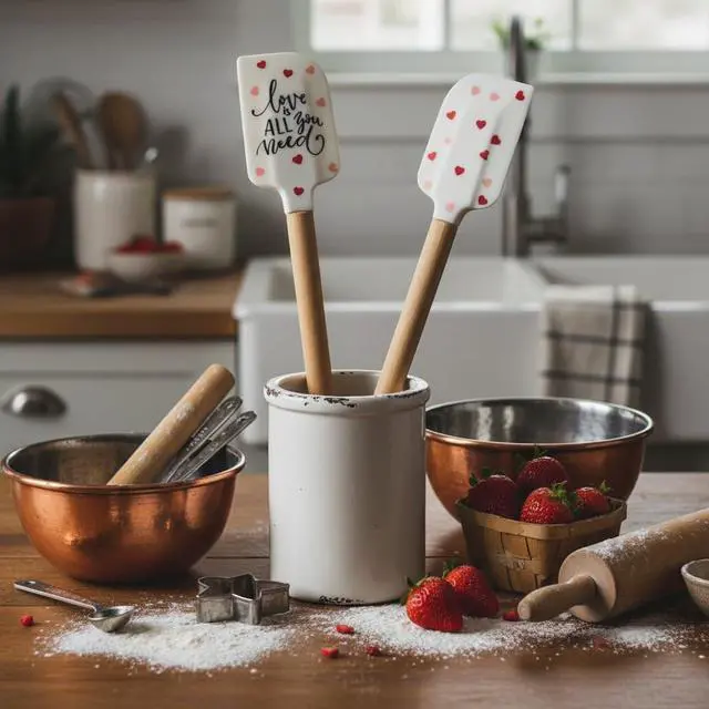 Alt view image 2 of 7 - Heart Silicone Spatulas,Cake Cream Silicone Spatula Wooden Handle Butter Pastry Blender Scraper Kitchen Chocolate Butter Baking Mixers,Kitchen Utensils and Gadgets (White)