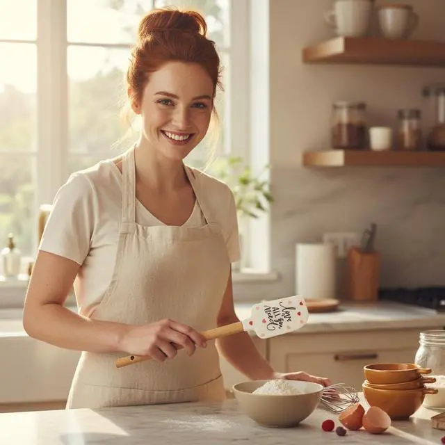 Alt view image 3 of 7 - Heart Silicone Spatulas,Cake Cream Silicone Spatula Wooden Handle Butter Pastry Blender Scraper Kitchen Chocolate Butter Baking Mixers,Kitchen Utensils and Gadgets (White)