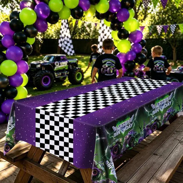 Alt view image 5 of 7 - 3pcs Monster Truck Tablecloths Party Supplies Monster Truck Party Plastic | Disposable Rectangular Watercolor Table Cover Kids Boys Birthday Decorations 54"x108"