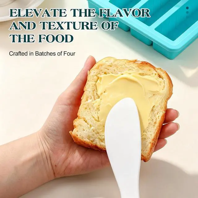 Alt view image 7 of 7 - CAKETIME Silicone Butter Mold with Stainless Steel Frame & Spatula | 4 Oz Standard Butter Stick Mold with Lid, Nonstick Silicone Butter Mold for Homemade Butter, Aqua, 1Pack, 1Spatula