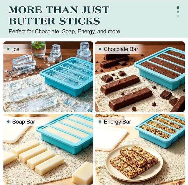 Alt view image 6 of 7 - CAKETIME Silicone Butter Mold with Stainless Steel Frame & Spatula | 4 Oz Standard Butter Stick Mold with Lid, Nonstick Silicone Butter Mold for Homemade Butter, Aqua, 1Pack, 1Spatula