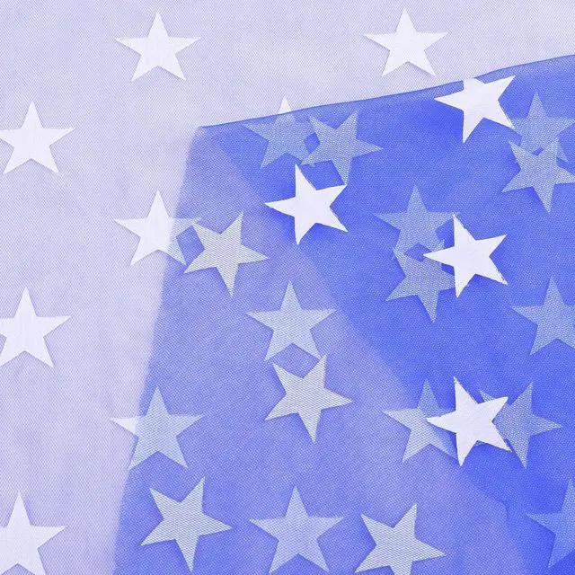 Alt view image 7 of 7 - B-COOL Blue Gauze Table Runner White Stars Table Fabric 10FT | Sheer Dining Wedding Holiday Tulle Table Decor for Home Party 29x120Inch