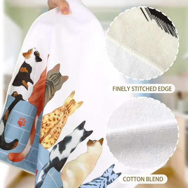 Alt view image 6 of 7 - Camping Kitchen Towels, Thick Cotton Blend, Vintage, Set of 2 | 16.5 x 27.5 in / 42 x 70 cm, Absorbent Dish Cloth and Hand Towel with Camping Print for Kitchen Decor, Housewarming Gift