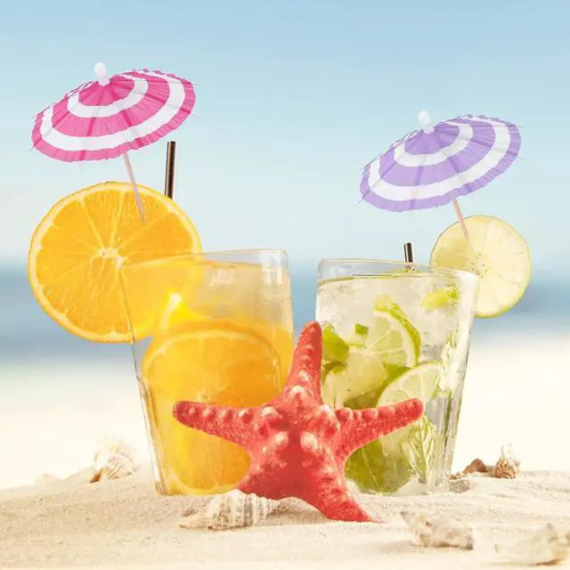 Alt view image 3 of 5 - Drink Umbrellas Cocktail Picks - 125 Pcs Cocktail Umbrellas for Drinks, Mini Paper Umbrella Cocktail Toothpicks for Summer Tropical Tiki Bar Hawaiian Beach Pool Luau Party Decorations Supplies