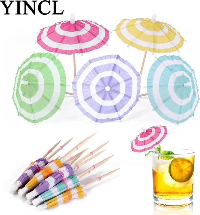 Alt view image 5 of 5 - Drink Umbrellas Cocktail Picks - 125 Pcs Cocktail Umbrellas for Drinks, Mini Paper Umbrella Cocktail Toothpicks for Summer Tropical Tiki Bar Hawaiian Beach Pool Luau Party Decorations Supplies