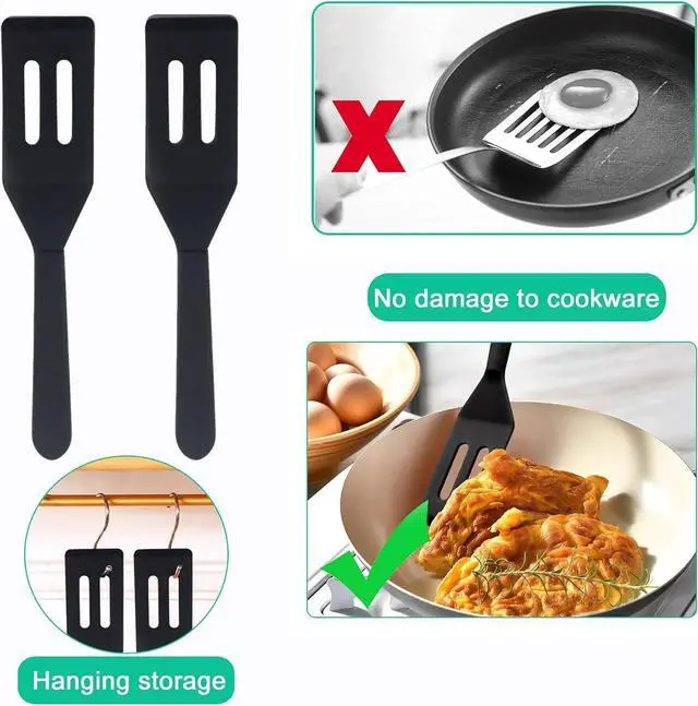 Alt view image 6 of 7 - Small Silicone Spatulas 2-Pack, Heat-Resistant Mini Spatula for Serving | Nonstick Safe Thin Silicone Baking Set for Cookies, Brownies & Kitchen Use