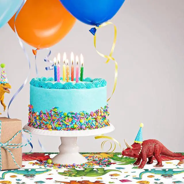 Alt view image 4 of 7 - Tegeme 1 Pcs Dinosaur Table Cover Disposable Plastic Tablecloth Party | 54x108 Inch Waterproof Cover, Birthday Party Supplies, Dinosaur Theme Decor, Disposable for Easy Cleanup, Kids Picnic