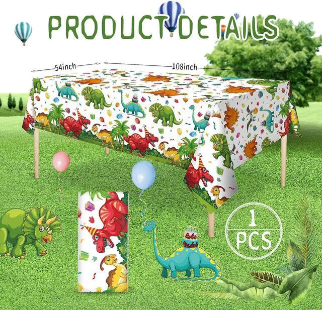 Alt view image 7 of 7 - Tegeme 1 Pcs Dinosaur Table Cover Disposable Plastic Tablecloth Party | 54x108 Inch Waterproof Cover, Birthday Party Supplies, Dinosaur Theme Decor, Disposable for Easy Cleanup, Kids Picnic