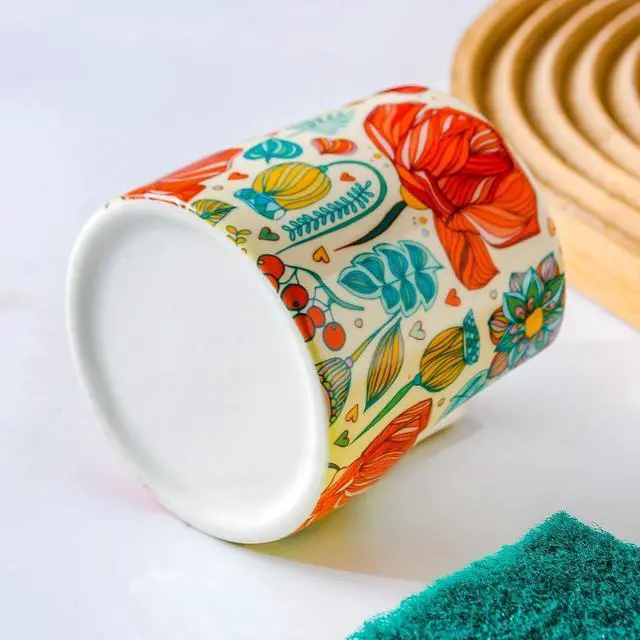 Alt view image 6 of 6 - Kitchen Sink Sponge Holder, Dish Sponge Rack Cute Ceramic Brush Holder Farmhouse Kitchen Decor, Floral Dish Rack for Brush, Scrubbers, Bathroom, Sink (Red-Flower)