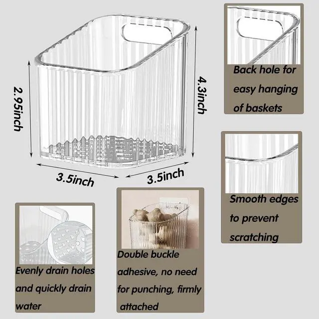 Alt view image 2 of 5 - 4 Pack Clear Stackable Organizer Bins, Storage Bin, Pantry & Desk Organizer | Space-Saving Stackable Wall Storage Multi-Purpose Storage For Kitchen Bathroom Office & More Small Items