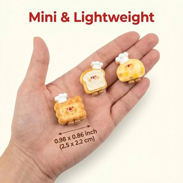 Alt view image 2 of 7 - 8 Pack Cute Bread Refrigerator Magnets, Kawaii Food Fridge Magnets for Photos, Notes, Lockers, Whiteboards, Kitchen, Office and Dorm Decor