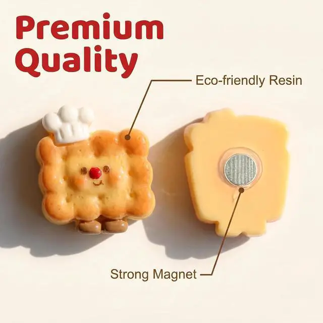 Alt view image 4 of 7 - 8 Pack Cute Bread Refrigerator Magnets, Kawaii Food Fridge Magnets for Photos, Notes, Lockers, Whiteboards, Kitchen, Office and Dorm Decor