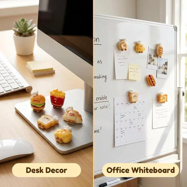 Alt view image 5 of 7 - 8 Pack Cute Bread Refrigerator Magnets, Kawaii Food Fridge Magnets for Photos, Notes, Lockers, Whiteboards, Kitchen, Office and Dorm Decor