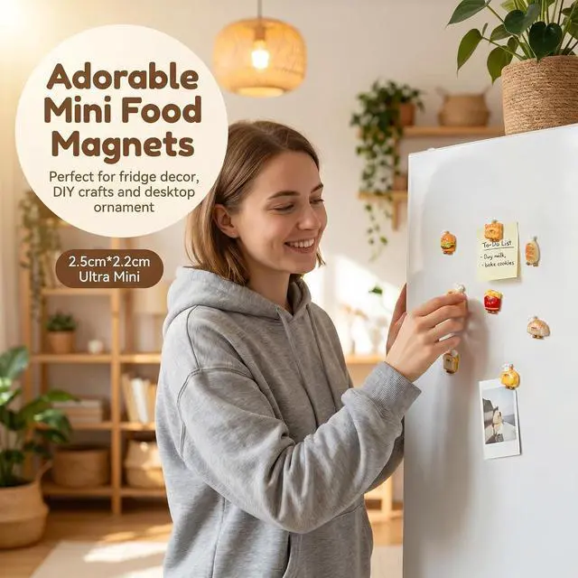 Alt view image 6 of 7 - 8 Pack Cute Bread Refrigerator Magnets, Kawaii Food Fridge Magnets for Photos, Notes, Lockers, Whiteboards, Kitchen, Office and Dorm Decor