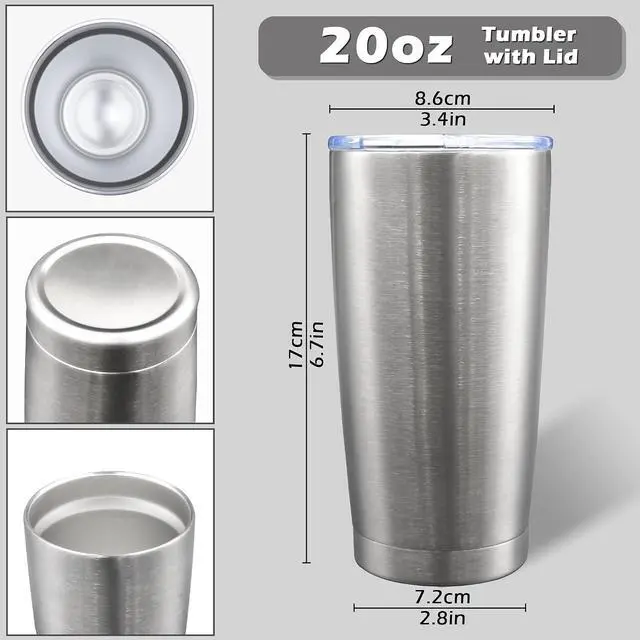 Alt view image 5 of 7 - AIANJI 20oz Tumbler with Lid Stainless Steel Tumblers Insulated Mug SS 1P