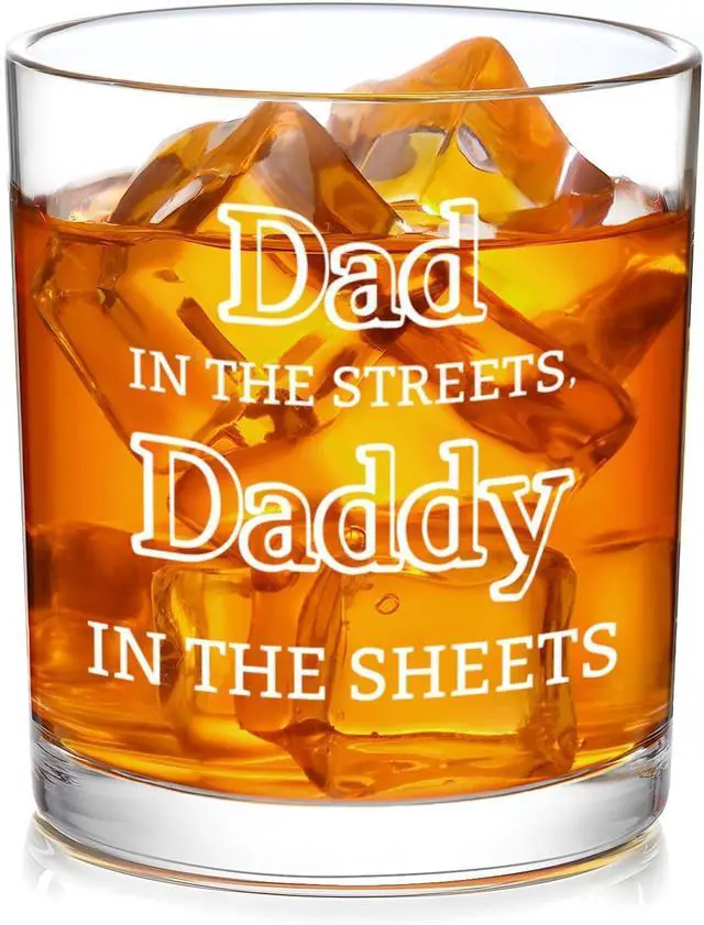 Main image of Futtumy Dad In The Streets Daddy In The Sheets Whiskey Glass, Father's Day Gifts for Husband from Wife, Husband Gift from Wife, Funny Boyfriend Gifts for First Time New Dad for Christmas Birthday