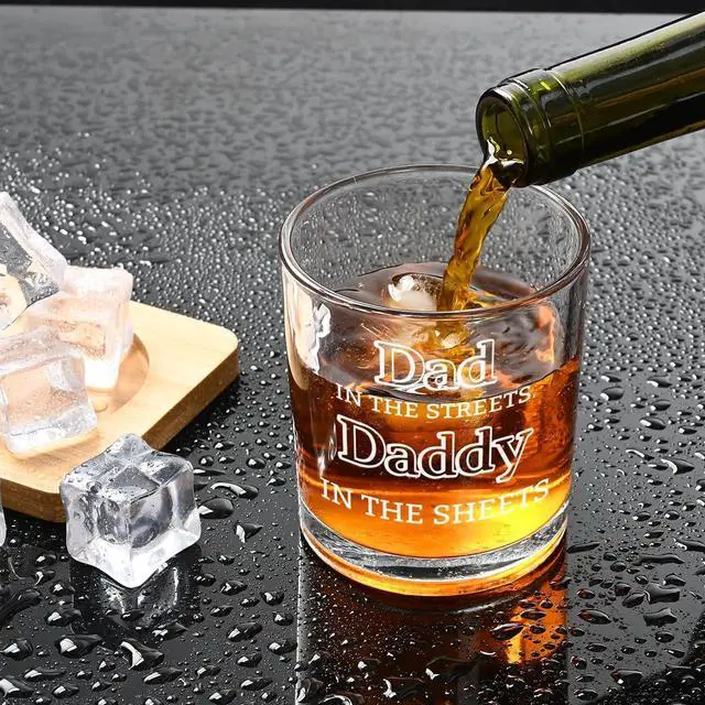Alt view image 3 of 7 - Futtumy Dad In The Streets Daddy In The Sheets Whiskey Glass, Father's Day Gifts for Husband from Wife, Husband Gift from Wife, Funny Boyfriend Gifts for First Time New Dad for Christmas Birthday