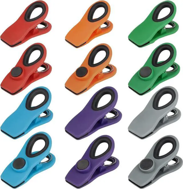 Main image of TACGEA Chip Clips, Magnetic Bag Clips with Air Tight Seal for Food Storage, 12 Pieces, Multicolor