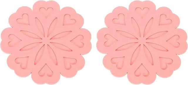 Main image of uxcell 2Pcs Silicone Trivet Mats, Flower Pattern Silicone Pad Hot Pad Pan Protectors Table Protector Heat Resistant Mat for Countertop, Hot Dishes, Hot Pots and Pans, Pink