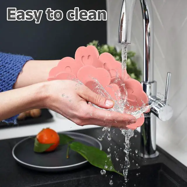 Alt view image 4 of 6 - uxcell 2Pcs Silicone Trivet Mats, Flower Pattern Silicone Pad Hot Pad Pan Protectors Table Protector Heat Resistant Mat for Countertop, Hot Dishes, Hot Pots and Pans, Pink