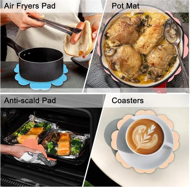 Alt view image 6 of 6 - uxcell 2Pcs Silicone Trivet Mats, Flower Pattern Silicone Pad Hot Pad Pan Protectors Table Protector Heat Resistant Mat for Countertop, Hot Dishes, Hot Pots and Pans, Pink