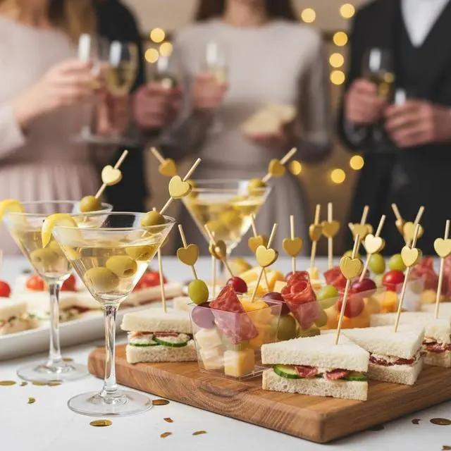Alt view image 3 of 7 - 200 Pcs Gold Heart Cocktail Skewers, Wedding Cocktail Picks | 4.7 Inch Bamboo Heart Shape Fancy Style Cocktail Toothpicks for Fruit Charcuterie Drink Sticks Bridal Brunch Decorations
