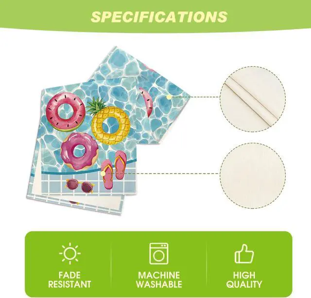Alt view image 5 of 7 - Artoid Mode Pool Swim Ring Waterproof 210 GSM Summer Table Runner, Seasonal Kitchen Dining Table Decoration for Home Party Decor 13x72 Inch