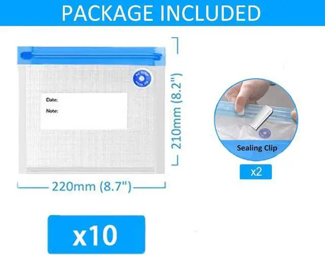 Alt view image 2 of 3 - Sous Vide Bags BPA Free Reusable Vacuum Sealer Zipper bags Quart-sized Food Storage Works with Handheld Pump 10PCS (small)