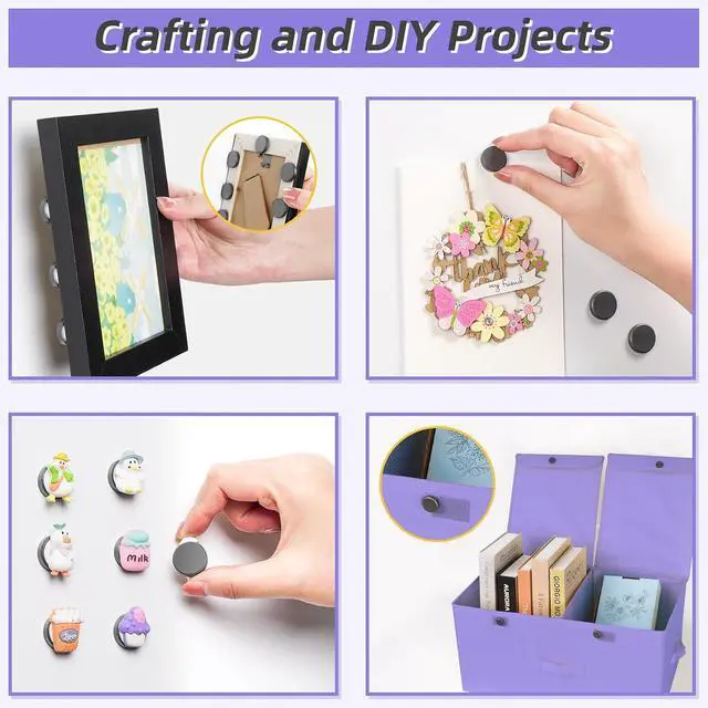 Alt view image 5 of 6 - VNDUEEY 100Pcs Strong Magnets with Adhesive Backing, 0.7 * 0.2 inch Ceramic Magnet Small Round Magnets for Crafts, Circle Magnet for Refrigerator, DIY, Science Projects, School Notice Boards (Black)