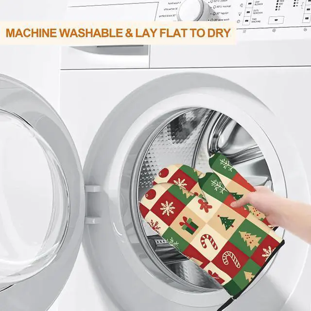 Alt view image 6 of 7 - Christmas Snowflakes Tree Oven Mitts with Matching Potholders - Heat Resistant Kitchen Accessories for Baking, Grilling, Cooking, Gifts for Women