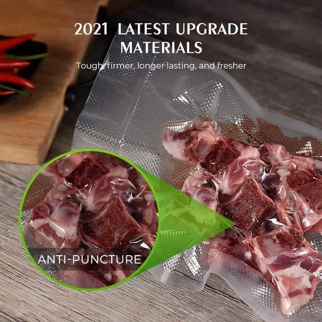 Alt view image 2 of 6 - Vacuum Sealer Bags, 8" x 12" Quart, 50 Pcs | Commercial Grade, BPA Free, Sous Vide Compatible, Puncture Prevention, Kitchen Essentials