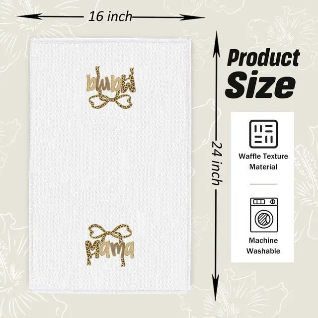 Alt view image 2 of 7 - Coquette Leopard Bow Mama Kitchen Dish Towels, Mom Gifts for Birthday Mother's Day from Son Daughter, Cheetah Print Mama Decorative Hand Tea Towels for Kitchen Bathroom, 16x24 Inch
