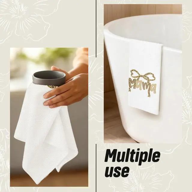 Alt view image 5 of 7 - Coquette Leopard Bow Mama Kitchen Dish Towels, Mom Gifts for Birthday Mother's Day from Son Daughter, Cheetah Print Mama Decorative Hand Tea Towels for Kitchen Bathroom, 16x24 Inch