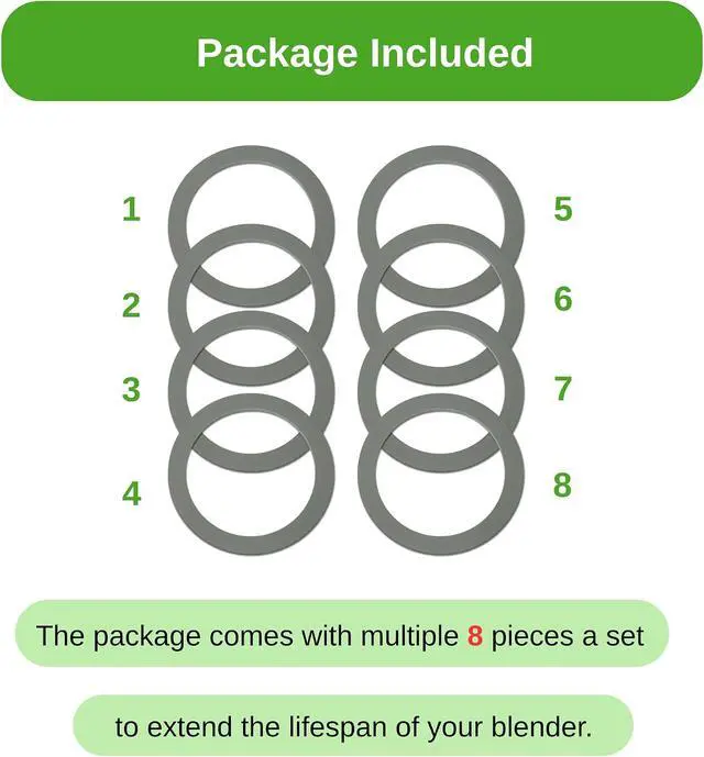 Alt view image 5 of 5 - 8 Pack Gaskets Replacement Rubber Seal for Oster Blender Replacement Parts O-Ring aspas para licuadora Compatible with Oster and Osterizer Blender Blade Accessories