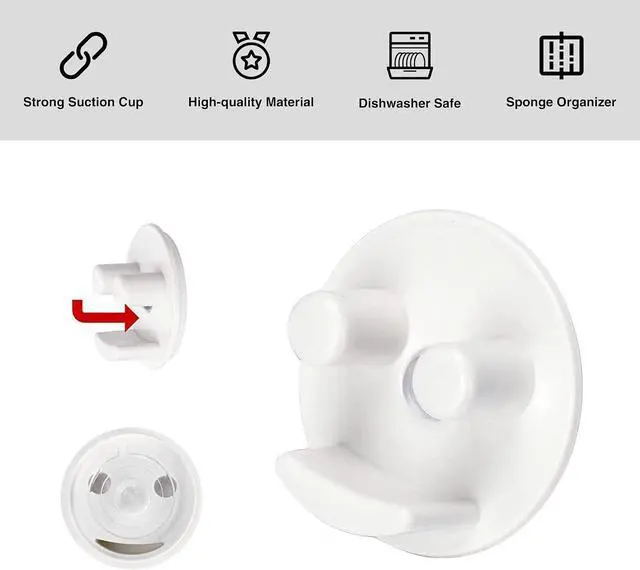 Alt view image 7 of 7 - Sponge Holder for Kitchen Sink, Suction Cup In-Sink Sponge Caddy Organizer, Dishwasher Safe, 1 Pack (Sponges Not Included)