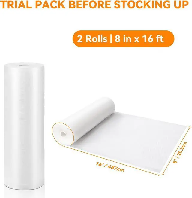 Alt view image 2 of 7 - Wevac Vacuum Sealer Bags 8x16 2 rolls, for Food Saver, Suction Channel | Sous Vide, Freezer safe, BPA Free, Commercial Grade, Heavy Duty Vacuum Seal Bag Fit All Vacuum Machine, Meal Prep, Meat, Fish