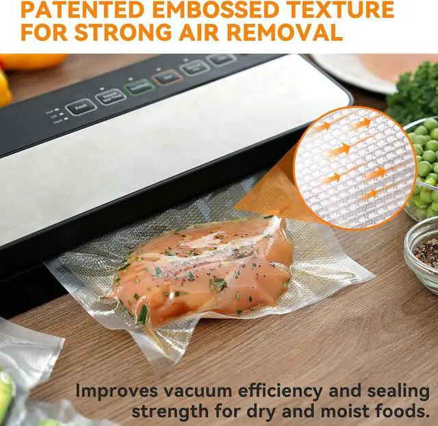 Alt view image 4 of 7 - Wevac Vacuum Sealer Bags 8x16 2 rolls, for Food Saver, Suction Channel | Sous Vide, Freezer safe, BPA Free, Commercial Grade, Heavy Duty Vacuum Seal Bag Fit All Vacuum Machine, Meal Prep, Meat, Fish