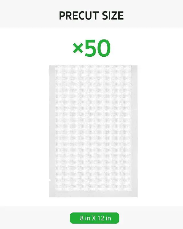 Alt view image 4 of 7 - Syntus 50 Pcs Vacuum Sealer Bags for Food, Quart Size 8x12, BPA Free | Precut Bags, Sous Vide Microwave Freezer Safe, Meal Prep, Food Vacuum Storage, For All Vacuum Sealers