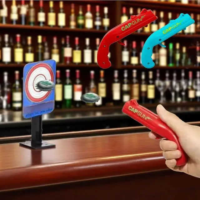 Alt view image 3 of 6 - Beer Bottle Opener Gag Gifts Cap Gun Bottle Opener Fun Practical Tool For Beer Enthusiasts Suitable For Camping Festivals College Gatherings Pool Parties (1, Red)