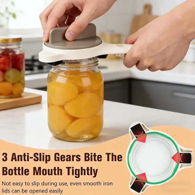 Alt view image 5 of 6 - New Jar Opener for Seniors, 4-in-1 Can Openers for Weak Hands & Arthritis Sufferers with Non Slip Teeth, Ergonomic Non-Slip Handle, Fits 1-3.5 Inch Kitchen Mason Jars, Bottle & Cans