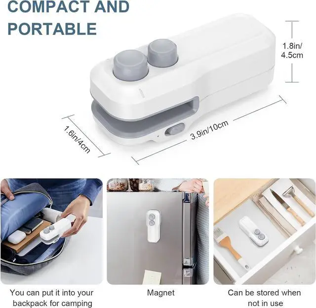 Alt view image 6 of 7 - Mini Bag Sealer, 2 in 1 Type-C Rechargeable Heat Sealer, Sealing & Cutting, Portable Bag Resealer for Plastic Bags Snack Bags