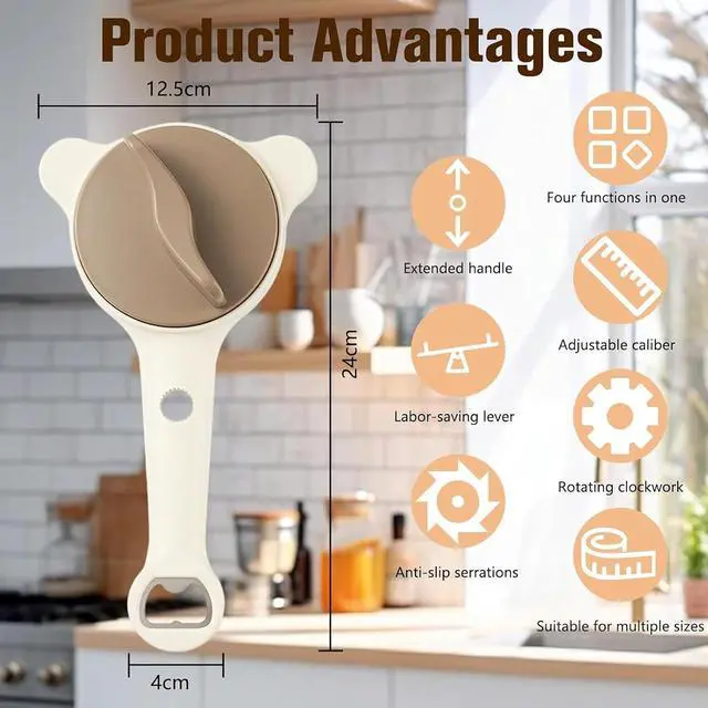 Alt view image 6 of 6 - New Jar Opener for Seniors, 4-in-1 Can Openers for Weak Hands & Arthritis Sufferers with Non Slip Teeth, Ergonomic Non-Slip Handle, Fits 1-3.5 Inch Kitchen Mason Jars, Bottle & Cans