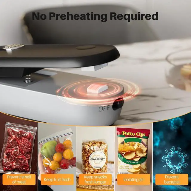 Alt view image 4 of 7 - ODSD 2 in 1 Mini Bag Sealer - Heat Seal & Cutter with Lanyard, Portable Handheld Chip Bag Sealer for Snacks, Candies & Food Storage (Batteries Included)