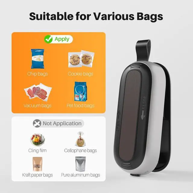 Alt view image 6 of 7 - ODSD 2 in 1 Mini Bag Sealer - Heat Seal & Cutter with Lanyard, Portable Handheld Chip Bag Sealer for Snacks, Candies & Food Storage (Batteries Included)