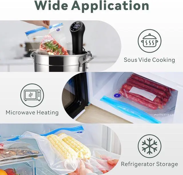 Alt view image 3 of 6 - Sous Vide Bags Reusable 24 Pcs, Reusable Vacuum Seal Bags Compatible for Food for Anova, Joule Cookers, BPA Free Sous Vide Kit