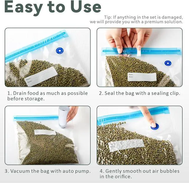 Alt view image 6 of 6 - Sous Vide Bags Reusable 24 Pcs, Reusable Vacuum Seal Bags Compatible for Food for Anova, Joule Cookers, BPA Free Sous Vide Kit